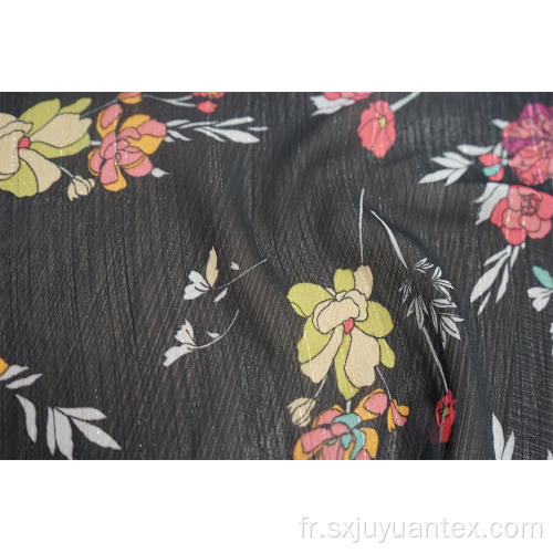 100% polyester en mousseline de soie Yoryu avec tissu imprimé lurex